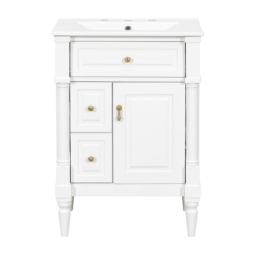 Freestanding Bathroom Vanity With Sink, Adjustable Shelf & Flip Drawer Hearth and Haven