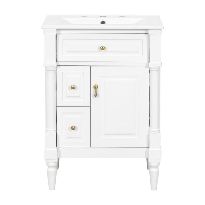 Freestanding Bathroom Vanity With Sink, Adjustable Shelf & Flip Drawer Hearth and Haven