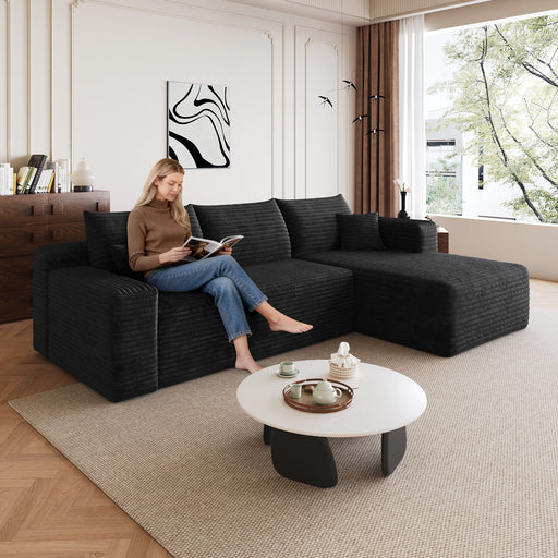 Cloud Sectional Sofa, Comfort U-Shaped Sofa For Living Room - Black Home Essentials