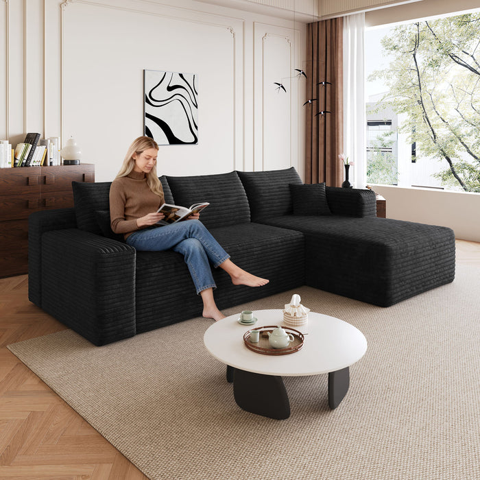 Cloud Sectional Sofa, Comfort U-Shaped Sofa For Living Room - Black Home Essentials