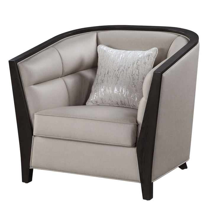 Fabric And Black Barrel Chair 38" - Beige