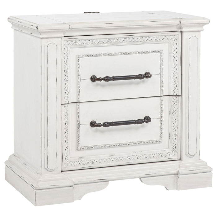 2 Drawer Nightstand With Dual USB Charging Ports - Vintage Furniture Max
