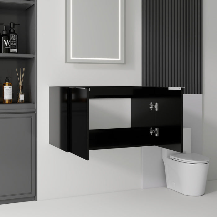 Floating Bathroom Vanity Cabinet With Soft Close Double Doors, Spacious Interior Storage, Wall Mounted, Cabinet Only Home Essentials