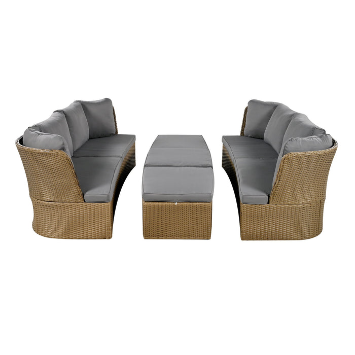 U_Style Customizable Outdoor Patio Furniture Set, Wicker Furniture Sofa Set With Thick Cushions, Suitable For Backyard, Porch - Gray