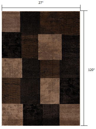 10' Checkered Power Loom Runner Rug - Brown