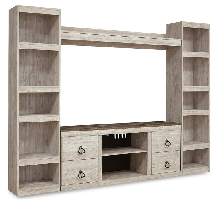 Willowton - 4-Piece Entertainment Center - Whitewash Signature Design by Ashley®