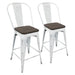 Oregon - Industrial High Back Counter Stool (Set of 2) - Vintage White / Espresso Lumi Source