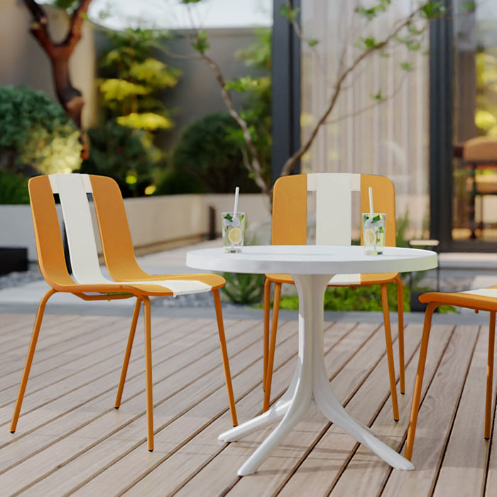 4 Piece Set Of Modern Striped Color Blocking Single Chairs With Round Table Home Essentials