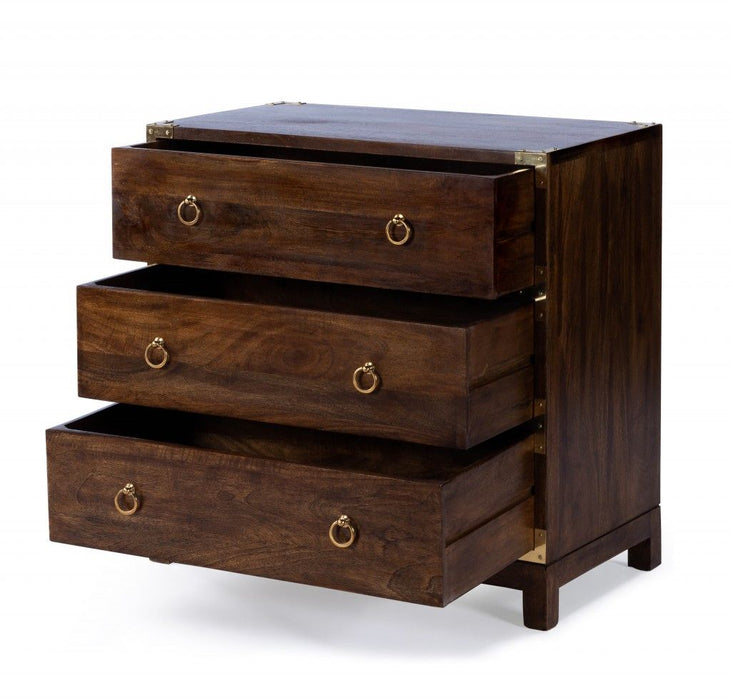 Solid Wood Three Drawer Dresser - Brown