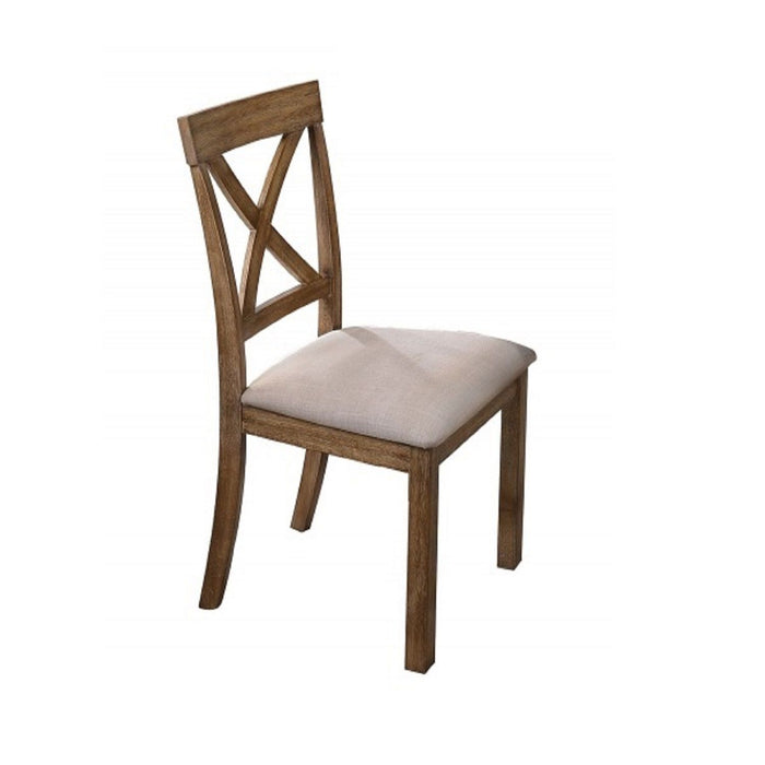 Dining Chair With Open X Back (Set of 2) - Brown / Beige Home Essentials