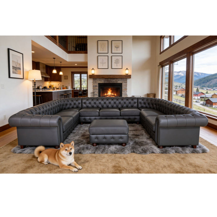 Chesterfield Vintage Style U - Shape Sectional Home Essentials