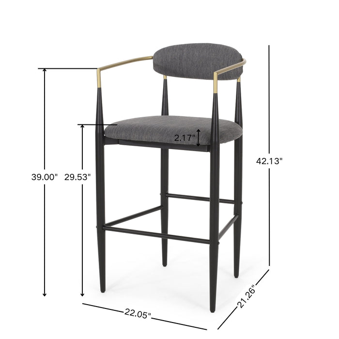 Upholstered Bar Stools (Set of 2) - Charcoal Noble House
