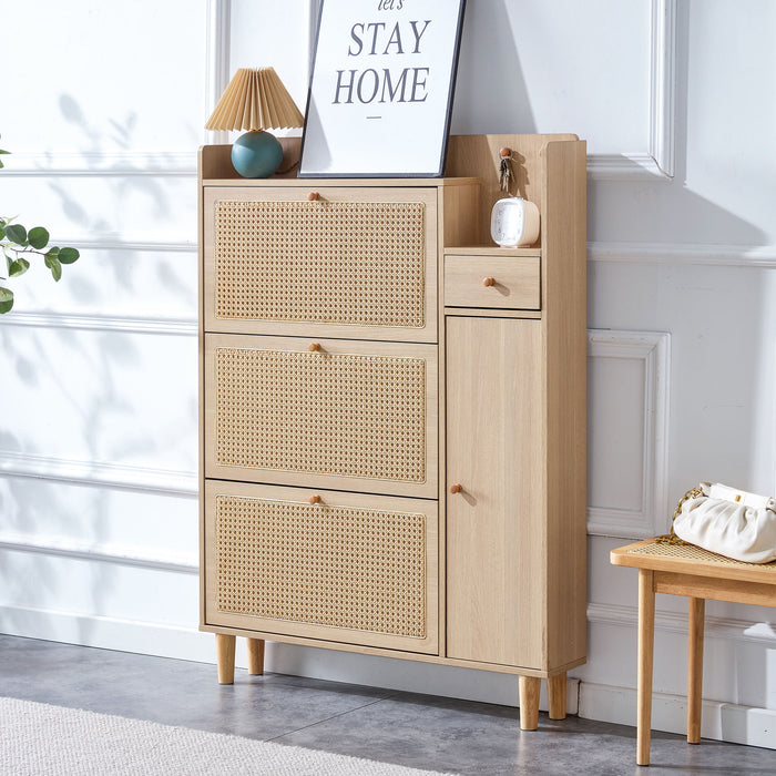 Modern Simple Storage Cabinet Bedside Japanese Rattan Shoe Cabinet Small Household Furniture