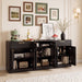 Large Fluted Buffet Sideboard, Wine Bar Storage Cabinet With 6 Doors & 2 Drawers Home Essentials