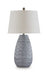Kaidins - Ceramic Table Lamp - White / Blue Signature Design by Ashley®