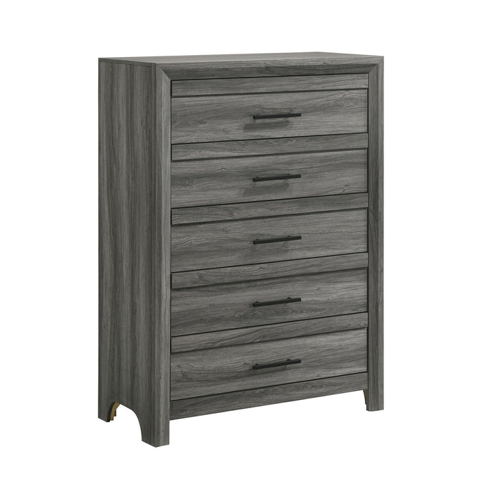 Denver - 5 Drawer Chest - Gray Matrix Furniture Group