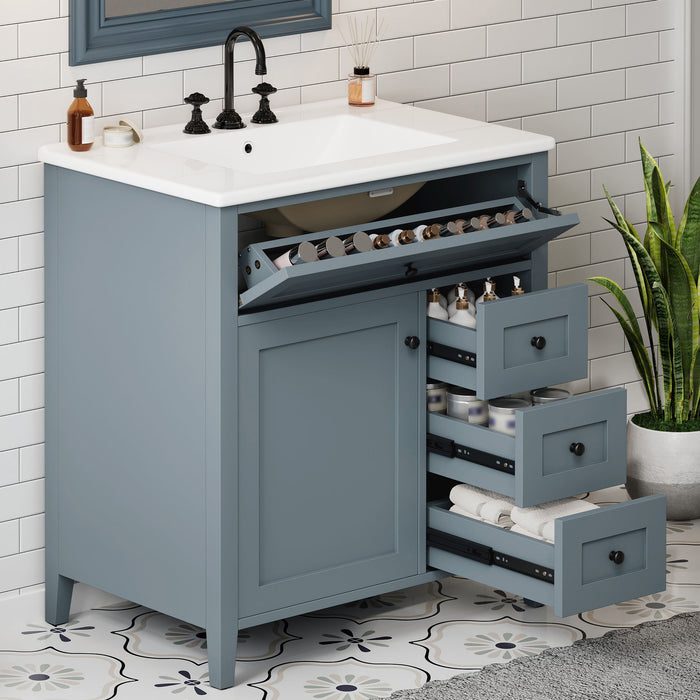 Bathroom Vanity With Sink, 3 Drawers And Adjustable Shelf Hearth and Haven
