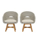 Modern Coastal Rattan Dining Chairs, (Set of 2), Solid Wood Legs - Beige Noble House