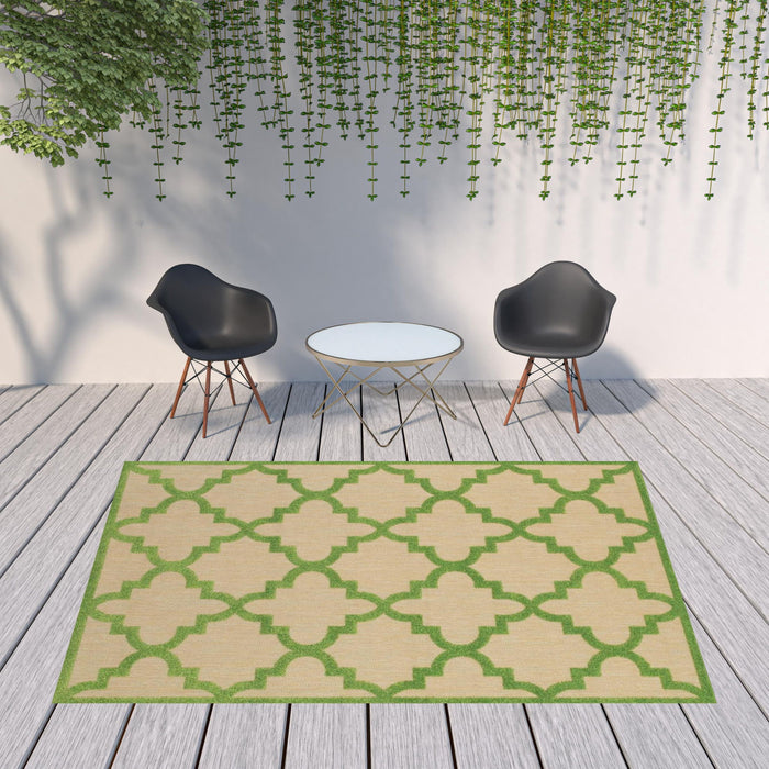 8' X 11' Geometric Stain Resistant Indoor / Outdoor Area Rug - Green