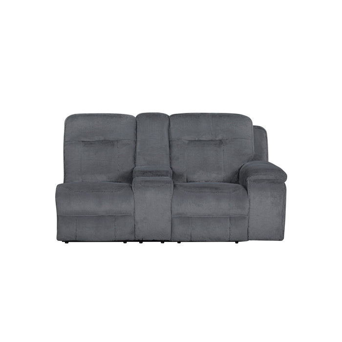 Teddy - RAF Console Loveseat With Power Headrest & Footrest - Gray