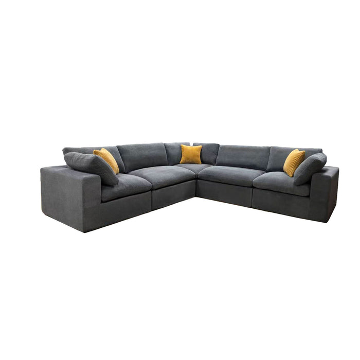 Coffee Bean Like Upholstery Full Compressed Modular Sectional With Toss Pillows - Light Gray Home Essentials
