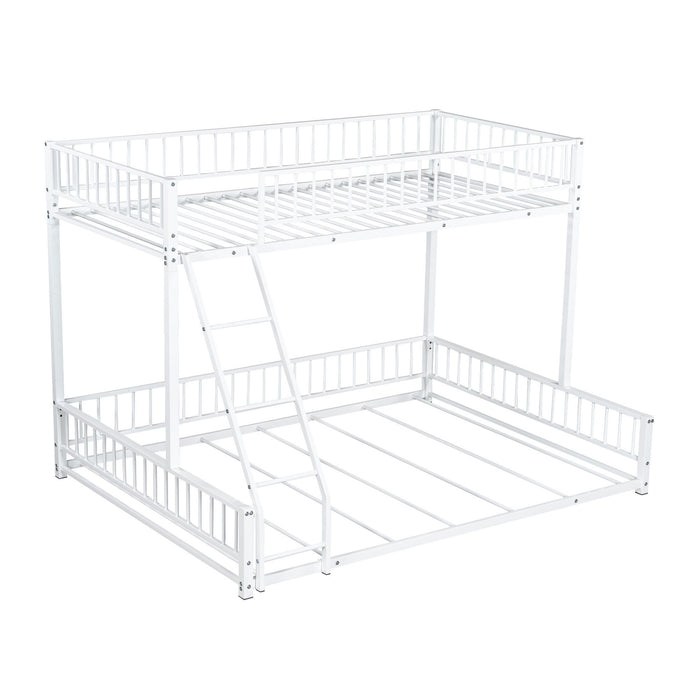 Bunk Bed Frame With Ladder And Safety Guardrails