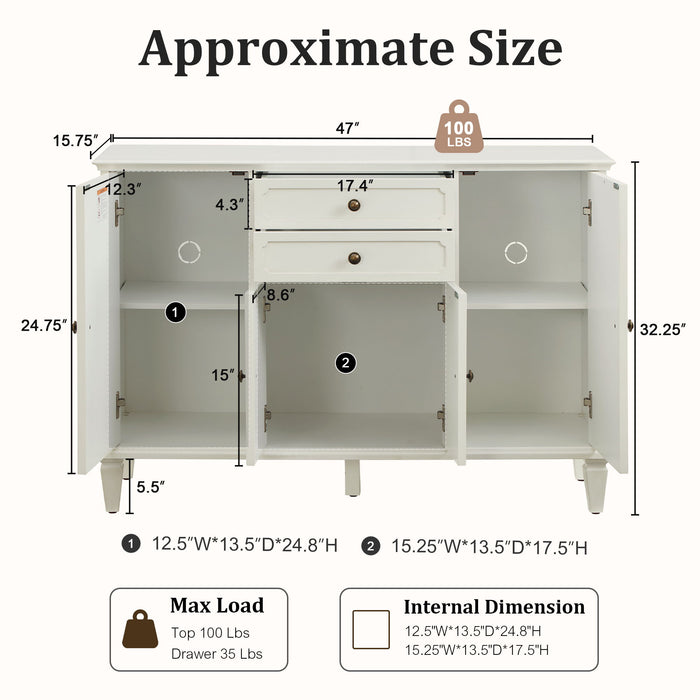 Sideboard Buffet Cabinet With 4 Doors And 2 Drawers, Console For Kitchen Home Essentials