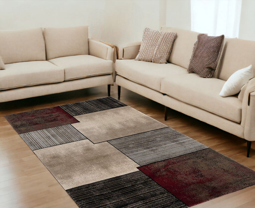 6' x 9' Abstract Dhurrie Area Rug - Brown