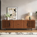 TV Stand, Media Console & Soft Closing Hinges, Adjustable Shelves, Slatted Doors - Walnut Hearth and Haven