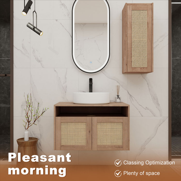 Bathroom Vanity With Art Sink And Side Cabinet, Float Mounting Design Home Essentials