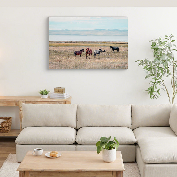 Horse Framed Wall Art Decor For Living Room - Denim / Brown Daily Nest