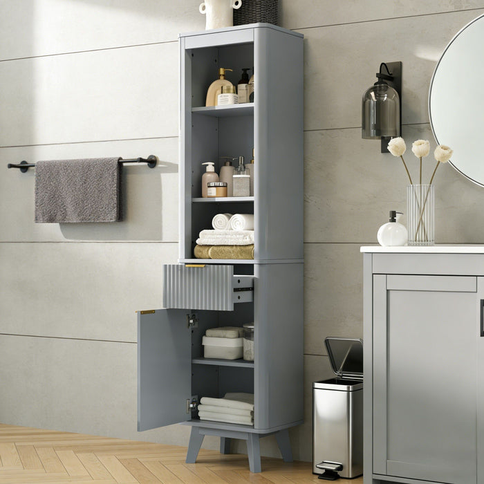 Tall Bathroom Storage Cabinet With Adjustable Shelves And 1 Drawer & Door Noble House