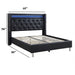 Modern Bed With LED Lights, Charging Port, Tufted Headboard Home Essentials