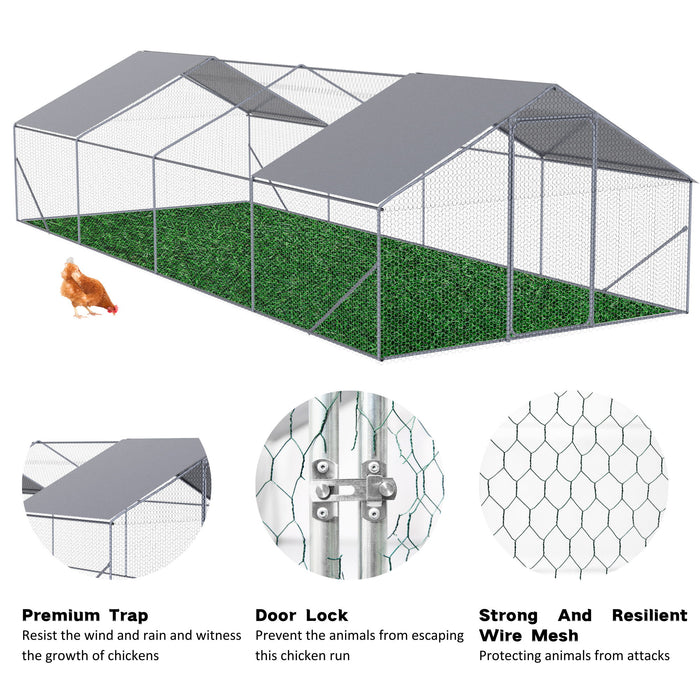 Outdoor Chicken Coop Large Space With Safety Features - Silver Gray Daily Nest