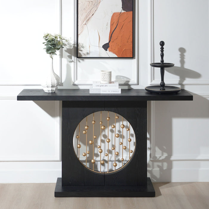 Console Table With Circular Art Decor For Living Room - Multi Home Essentials