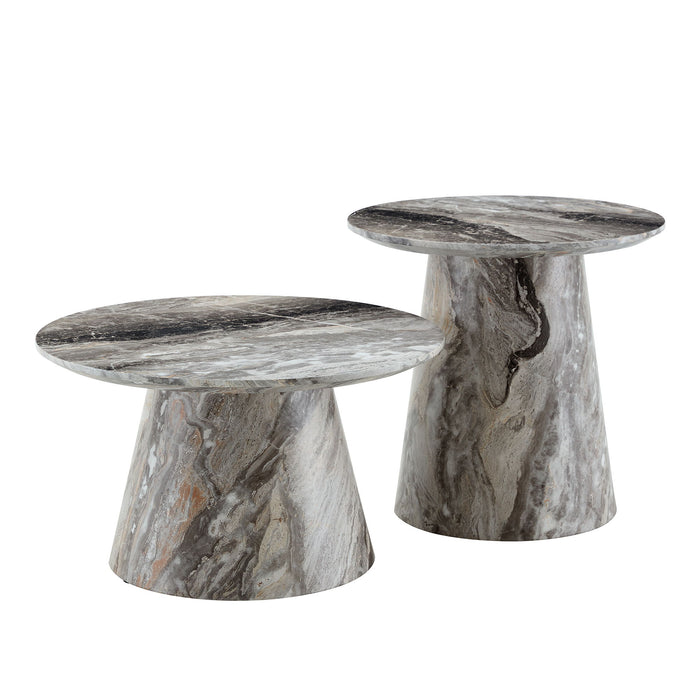 Nested Coffee Table Set, Round Design For Living Room - Gray Home Essentials