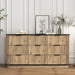 Modern 9 Drawer Cabinet With Metal Rounded Corners Multi Functional Storage - Black Home Essentials