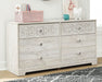 Paxberry - Six Drawer Dresser - Vinyl-Wrapped - Whitewash Signature Design by Ashley®