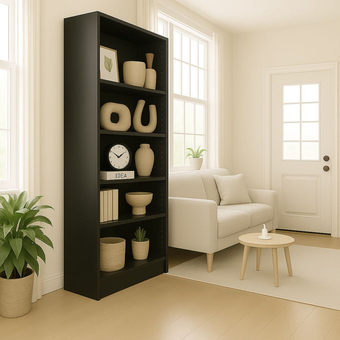 5 Tier Bookshelf Storage Cabinet With Anti-Tip Kit Home Essentials