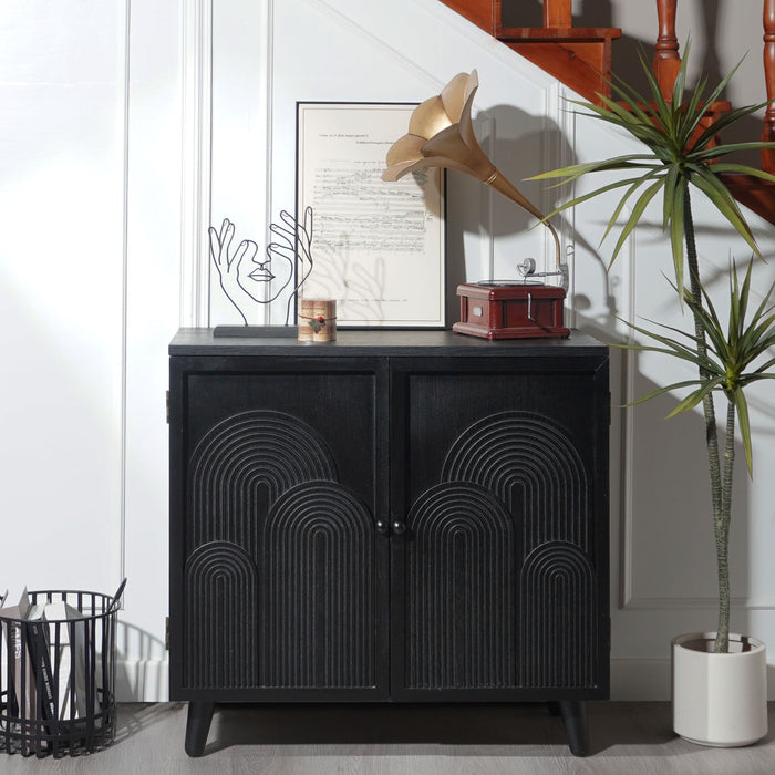 2 Door Accent Cabinet Storage Cabinet With Adjustable Shelf - Black Home Essentials