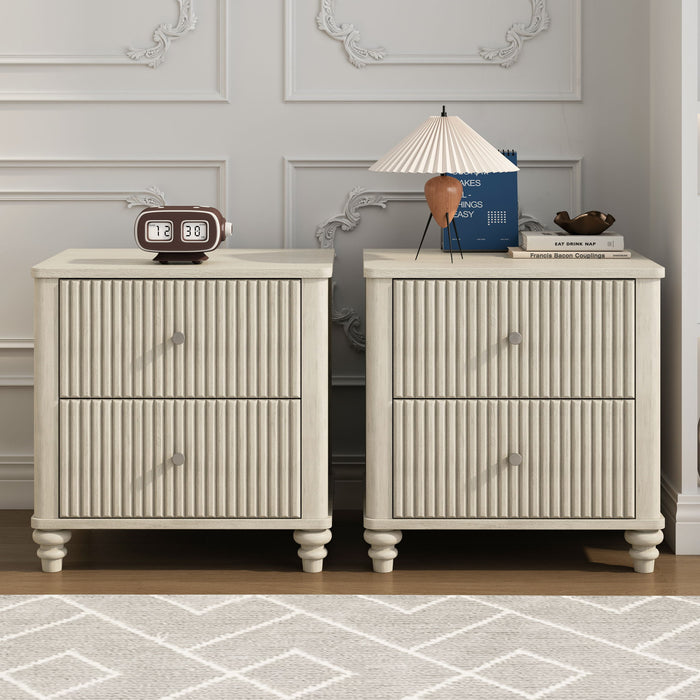 Fluted Nightstand With 3 Drawers Home Essentials