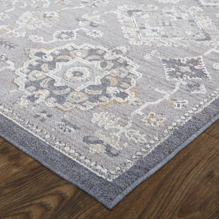 Floral Power Loom Stain Resistant Area Rug - Gray - 5' X 8'