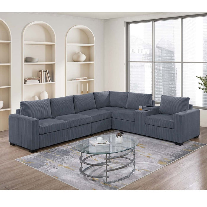 Modern Style L-Shape Sectional Set, USB Ports, Cup Holder Home Essentials