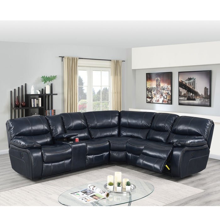 Power Motion Reclining Sectional Sofa With Console Cup Holders And USB Charging Port - Blue Home Essentials