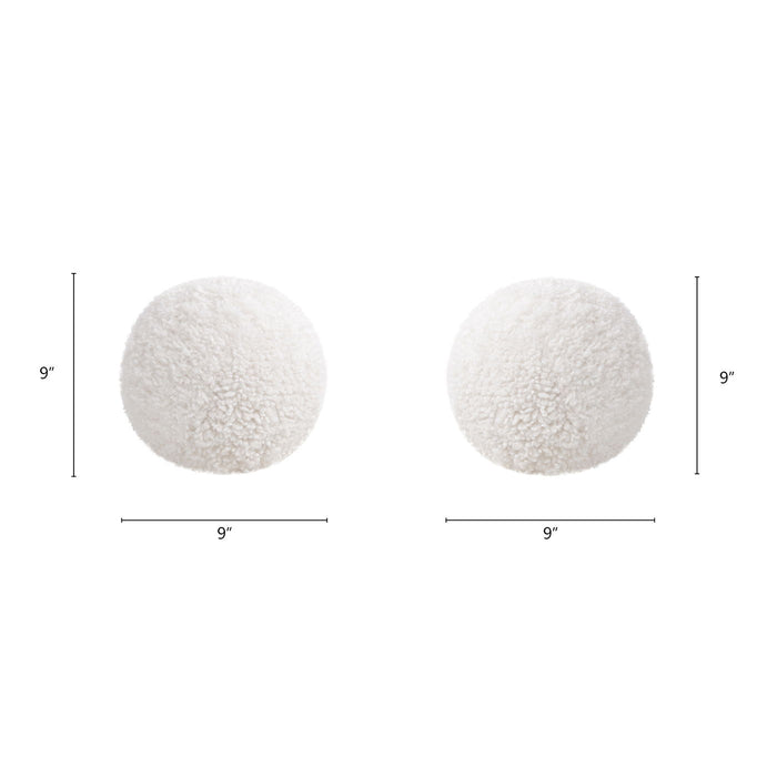 Ayla - Round Sphere Accent Ball Throw Pillow - Curly White