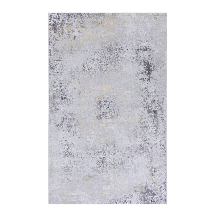 5' x 8' Area Rug, Washable Rug, Low-Pile, Non-Slip, Non-Shedding, Foldable, Kid & Pet Friendly Area Rugs For Living Room, Bedroom, Kitchen, Dining Room Rug, Perfect Gifts - Gray / Gold