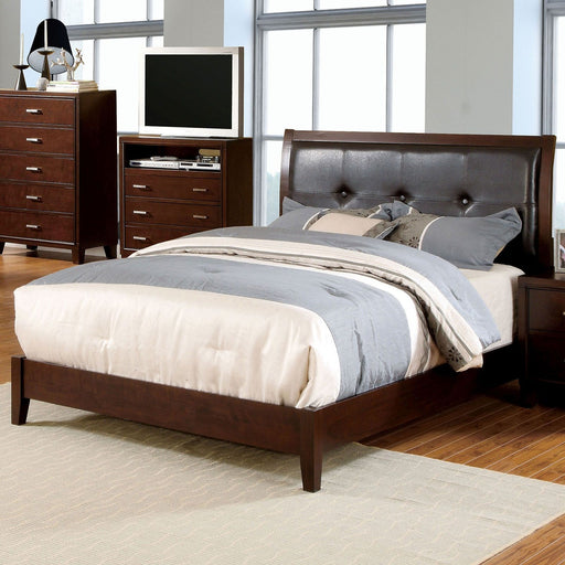 Eastern King Bed With Button Tufted Headboard - Brown Home Essentials