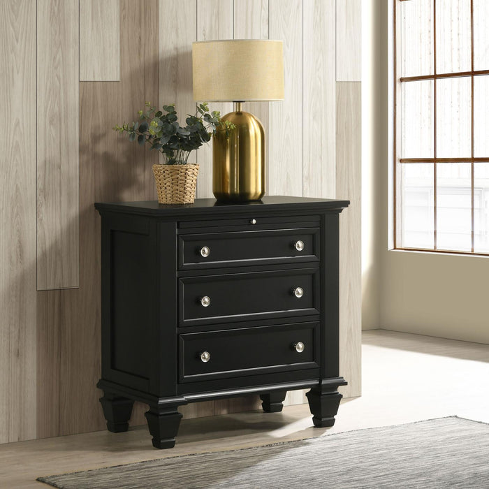 3 Drawer Nightstand With Pull Out Tray - Black
