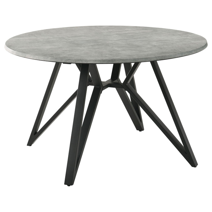 Vellux - 5 Piece Round Dining Table Set With Concrete Top Upholstered Chairs - Gunmetal Furniture Max