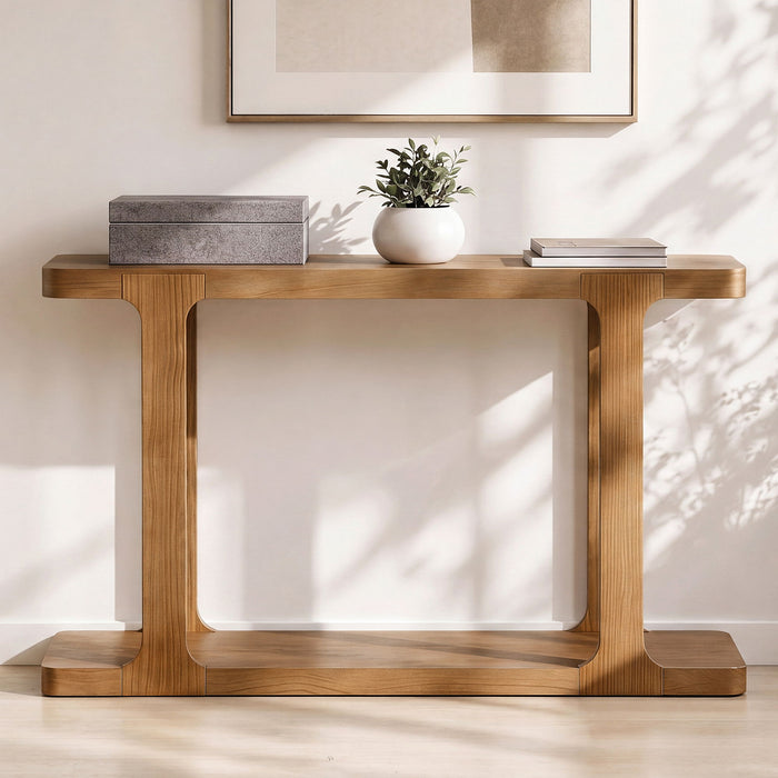 Console Table & Bottom Shelf - Walnut Noble House
